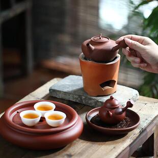 一人喝茶迷你小火炉潮州手工红泥炭炉烧水砂铫小炭炉煮茶炉迷你