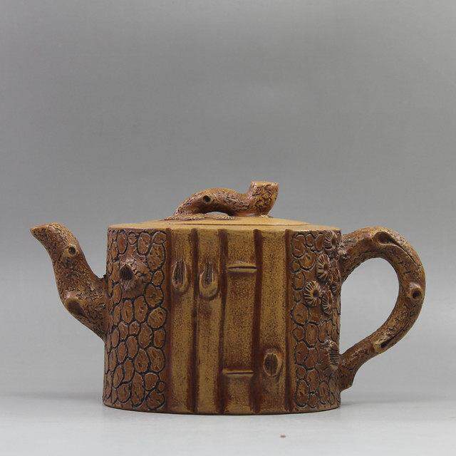 紫砂壶纯全手工彷古彷老工艺品段泥彷陈鸣远树段树桩松针壶茶壶