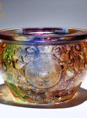 琉璃水晶幸运聚宝盆存钱罐元宝入口大厅客厅装饰品装饰品工艺品高