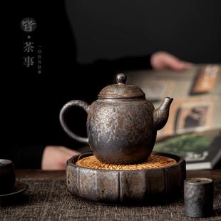 茶具客厅办公室泡茶壶鎏金单壶带过滤泡茶器 家用粗陶功夫茶壶中式
