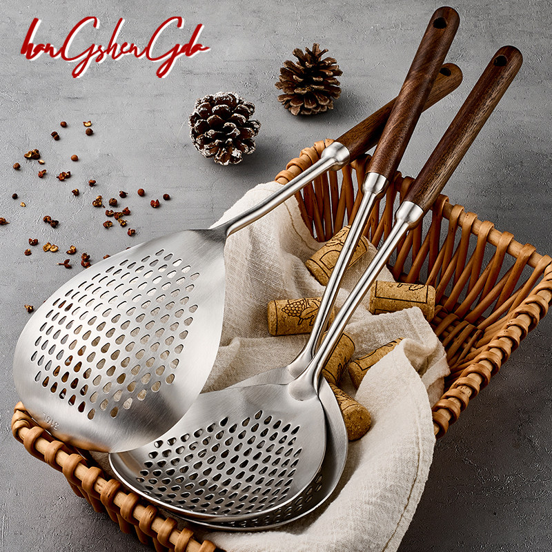 316L不锈钢防烫木柄漏勺加长过滤网勺拌面 面捞水饺沥水勺孔花椒,厨房/烹饪用具,漏勺/滤网勺,淘宝优惠券,粉丝福利购,淘宝优惠卷