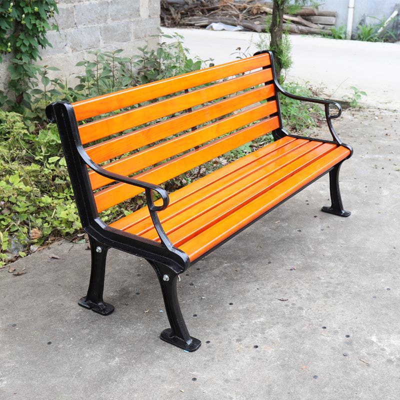 厂家直供户外公园休闲椅带扶手铸铁长条排椅塑胶木座椅