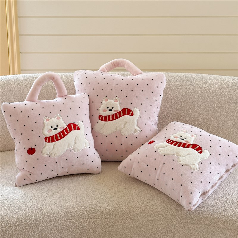 可爱卡通抱枕被子两用二合一手提式车载靠垫办公室午睡毯子枕头被