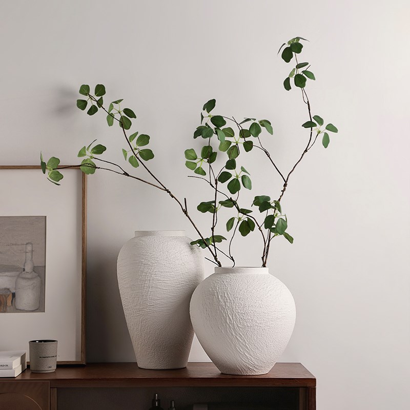 侘寂风素胚景德镇陶瓷花瓶摆件家居客厅玄关民宿复古肌理装饰花器