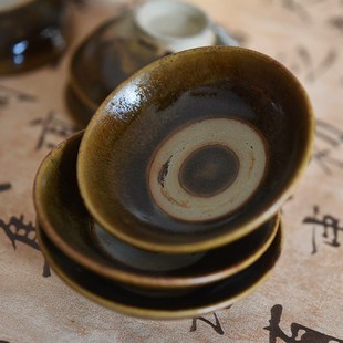 云南土陶茶杯纯手工龙窑柴烧粗陶茶碗冰裂复古茶具品茗杯主人杯