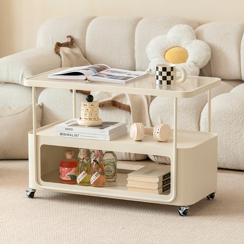 可移动钢化玻璃客厅沙发边几家用小户型角几侧边柜小茶几小推车