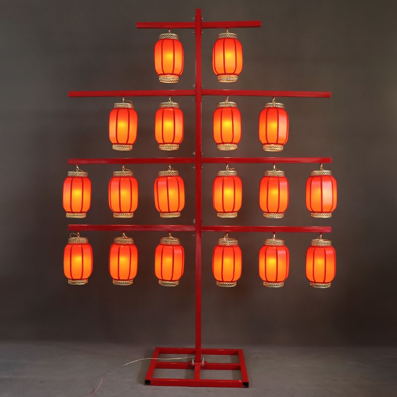 新款中式婚庆红灯笼屏风路引中国风汉唐婚礼铁艺灯光背景布置摆件