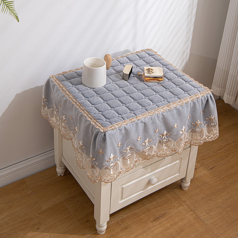 欧式蕾丝床头柜盖布套罩多用垫子罩盖巾卧室简约现代布艺防尘罩子