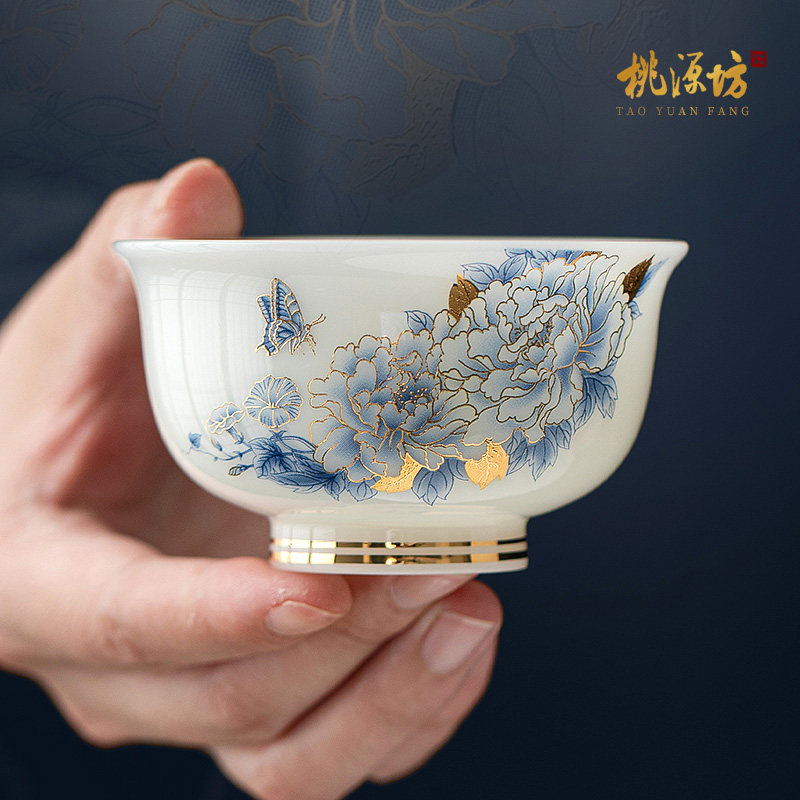 冰种璞玉白瓷特别主人杯茶杯高端图片