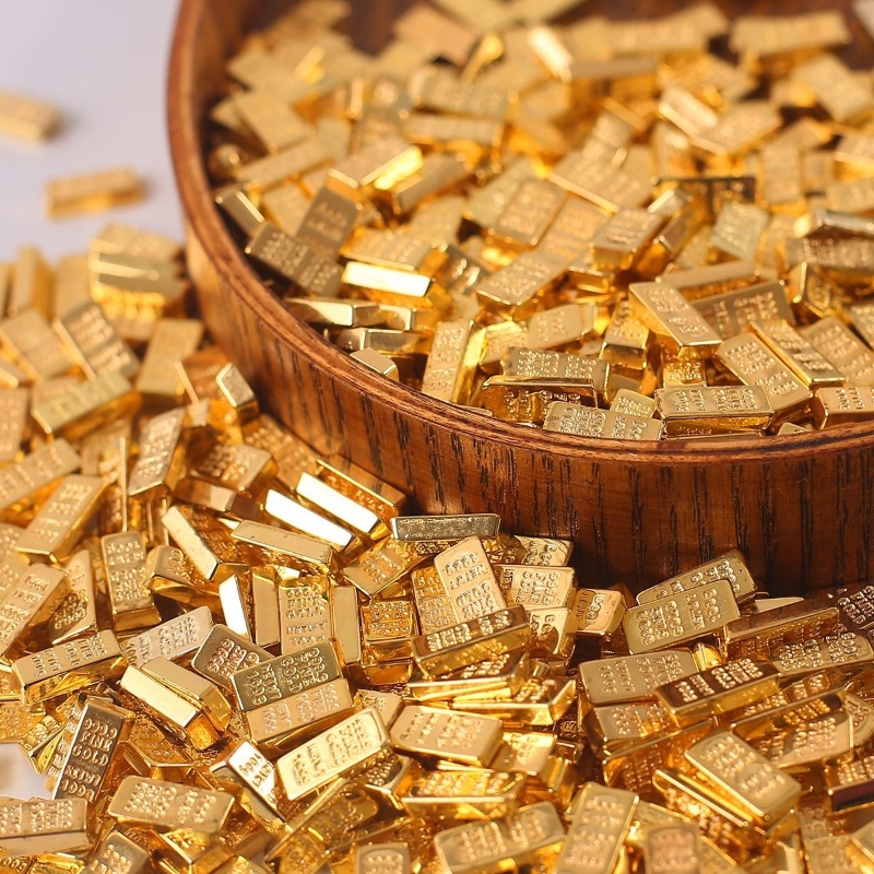 迷你小金条微缩仿真小物品场景摆件儿童小金砖黄金玩具小模型配件