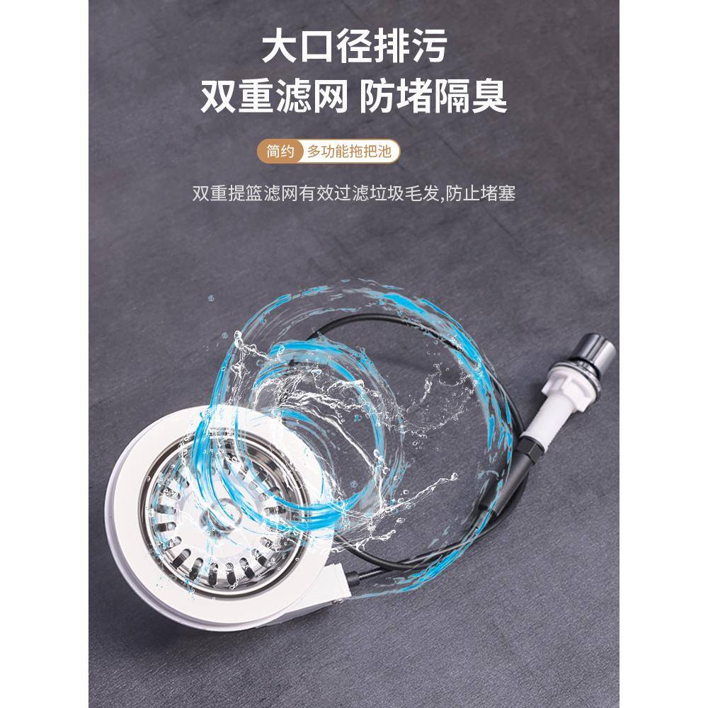 洗拖把池方形阳台卫生间小号陶瓷地盆地拖家用水墩布池自动下水器