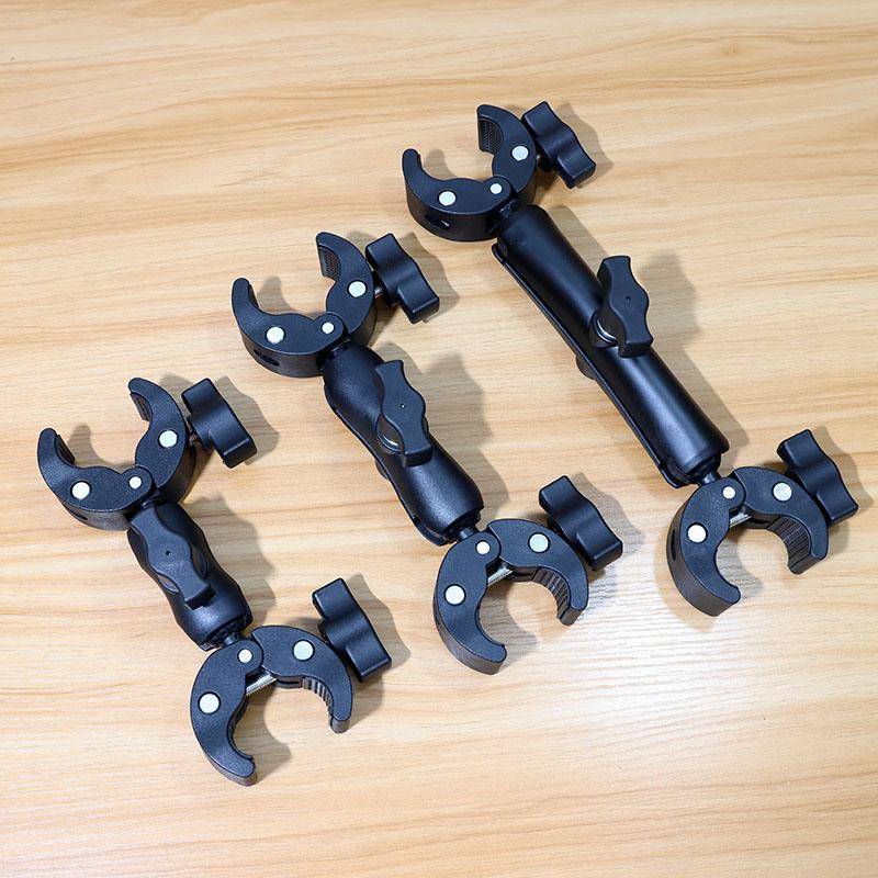 双头万向大力夹豌豆荚手机运动相机自拍杆固定配件骑行蟹钳夹支架