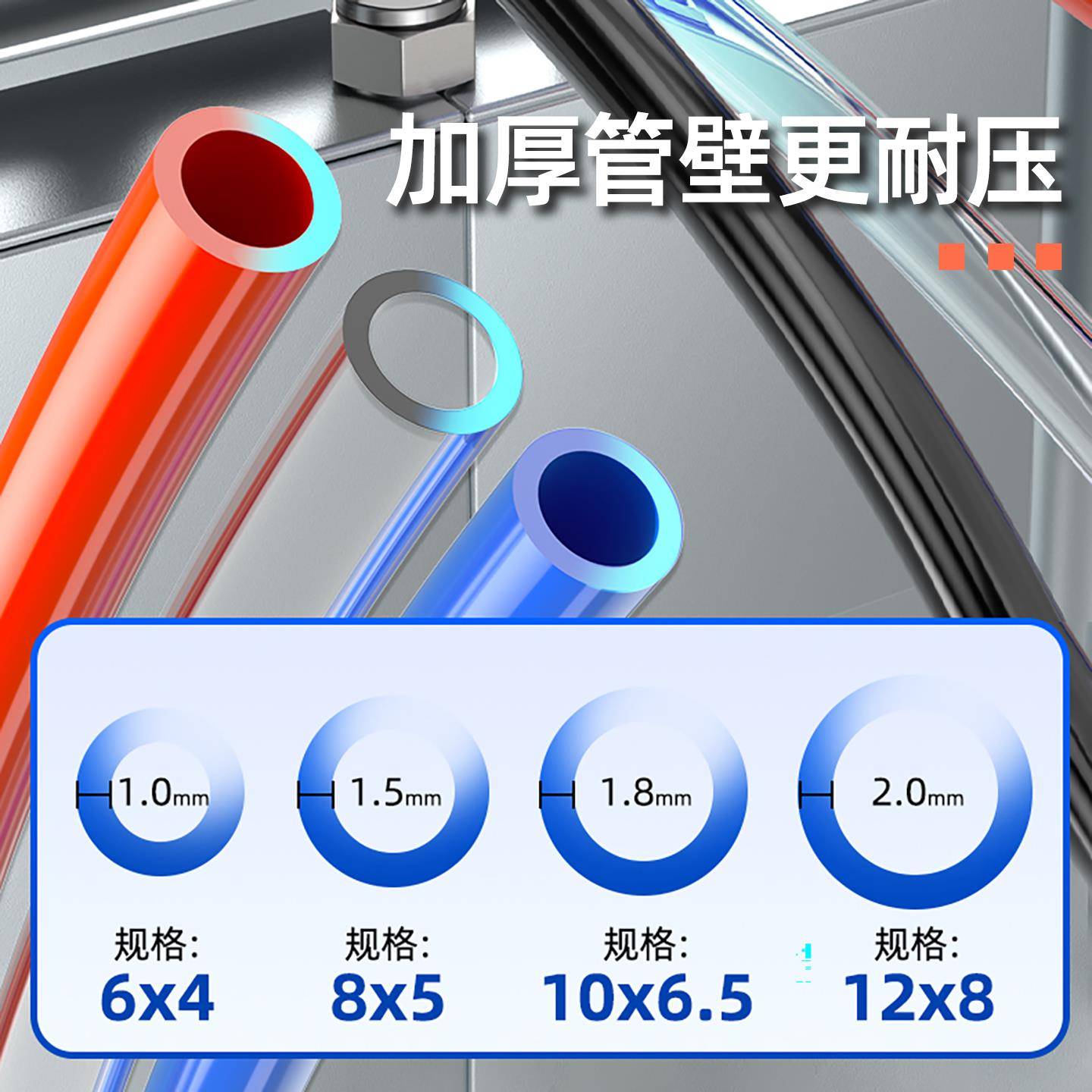 气动8mm空压机耐高压PU气管10mm压缩空气软管12厘透明气带6mm汽管