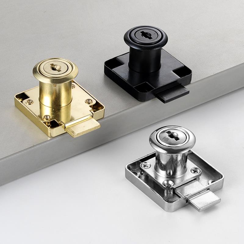 抽屉锁柜子锁柜门锁金色黑色柜台锁家俱办公桌对开 门衣柜锁抽柜