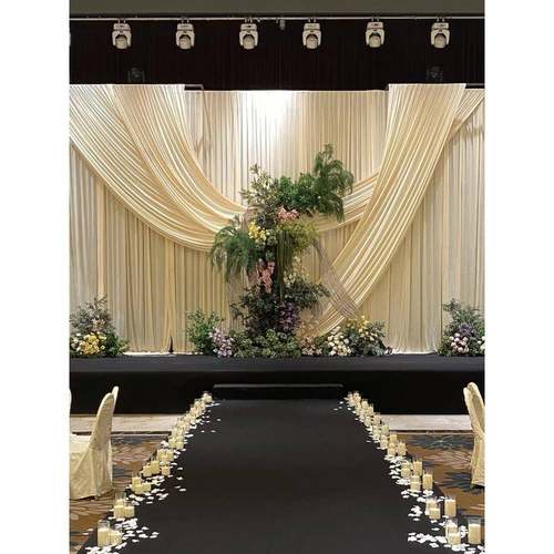 婚庆布幔牛奶丝弹力布纱幔韩式婚礼酒店舞台背景装饰布幔吊顶挂布