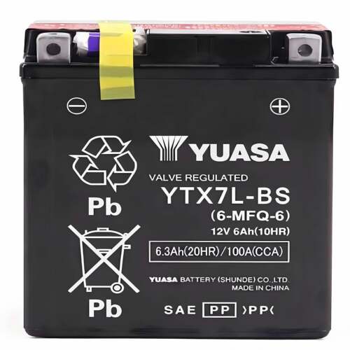 汤浅机车12V6AH电瓶免维护YTX7L-BS适用幻影本田山叶蓄电池