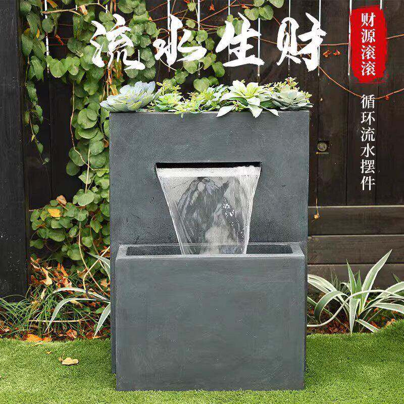 流水生财喷泉摆件别墅玄关阳台户外庭院花盆循环水池落地景观装饰