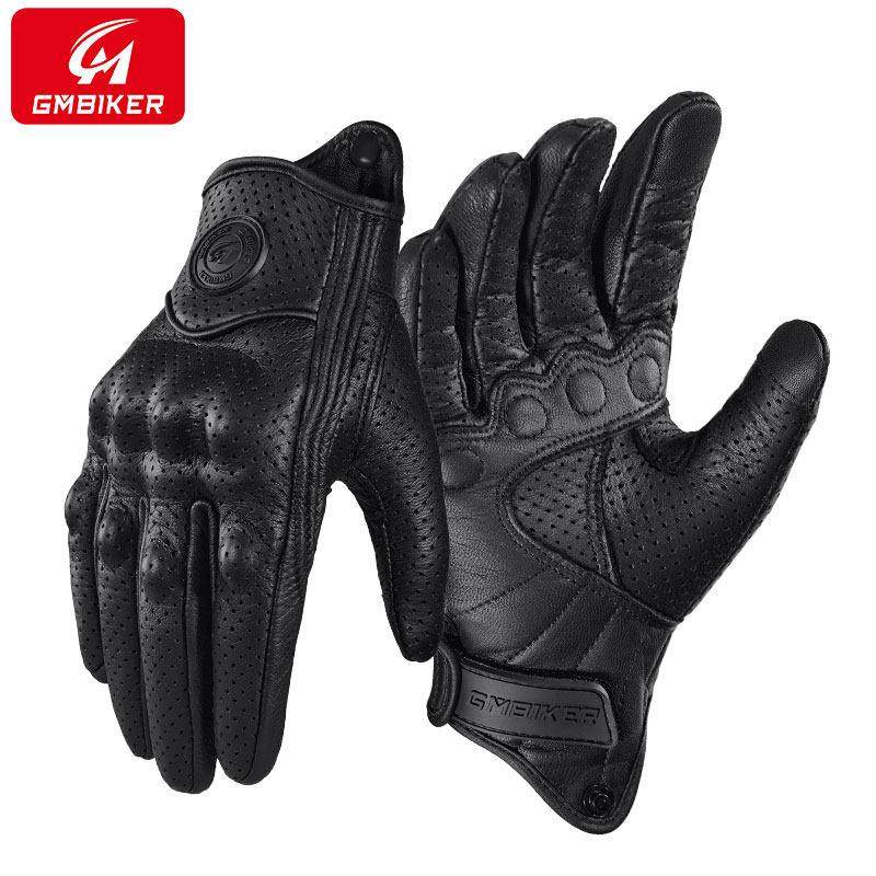 机车真羊皮手套覆古机车骑士骑行半指四季夏季防风透气防摔防护
