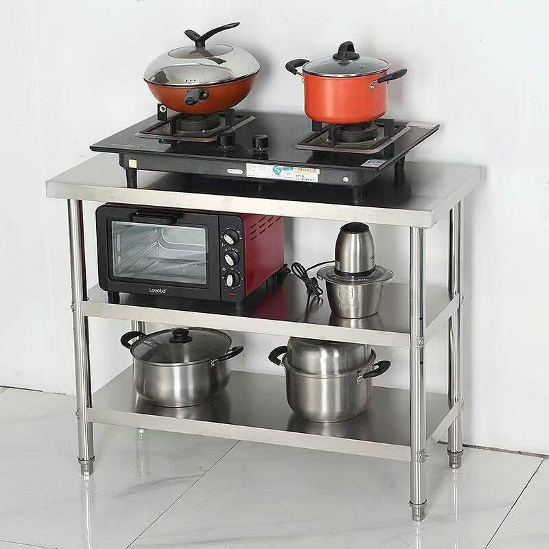 加厚不锈钢桌子置物架工作台二三层厨房操作台工作桌打荷台打包台