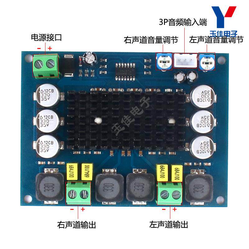TPA3116D2数字功放板双声道大功率120W数字音频放大板模块12V24V