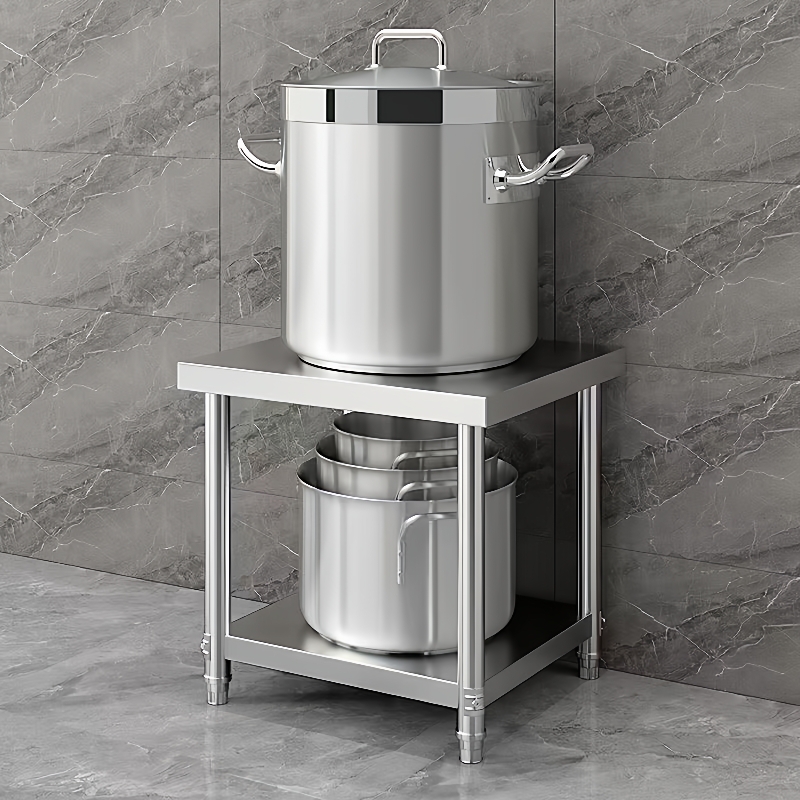 不锈钢家用方桌收纳操作台正方形烤箱咖啡机收纳架厨房储物切菜台