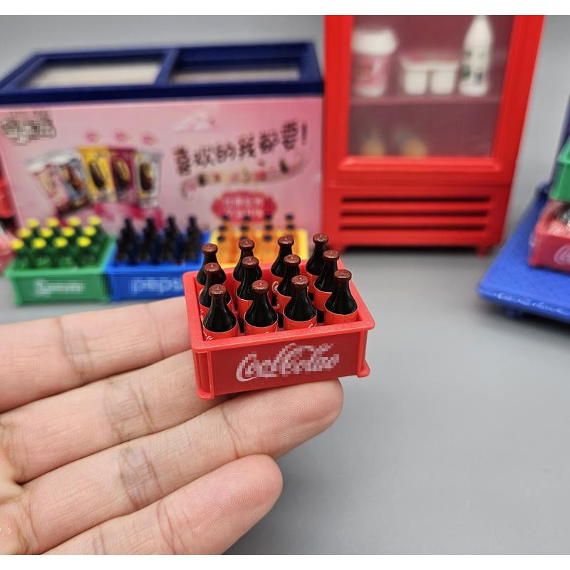 1:12兵人场景配件微缩冰柜迷你冰箱雪糕饮料食玩娃屋超市摆件模型