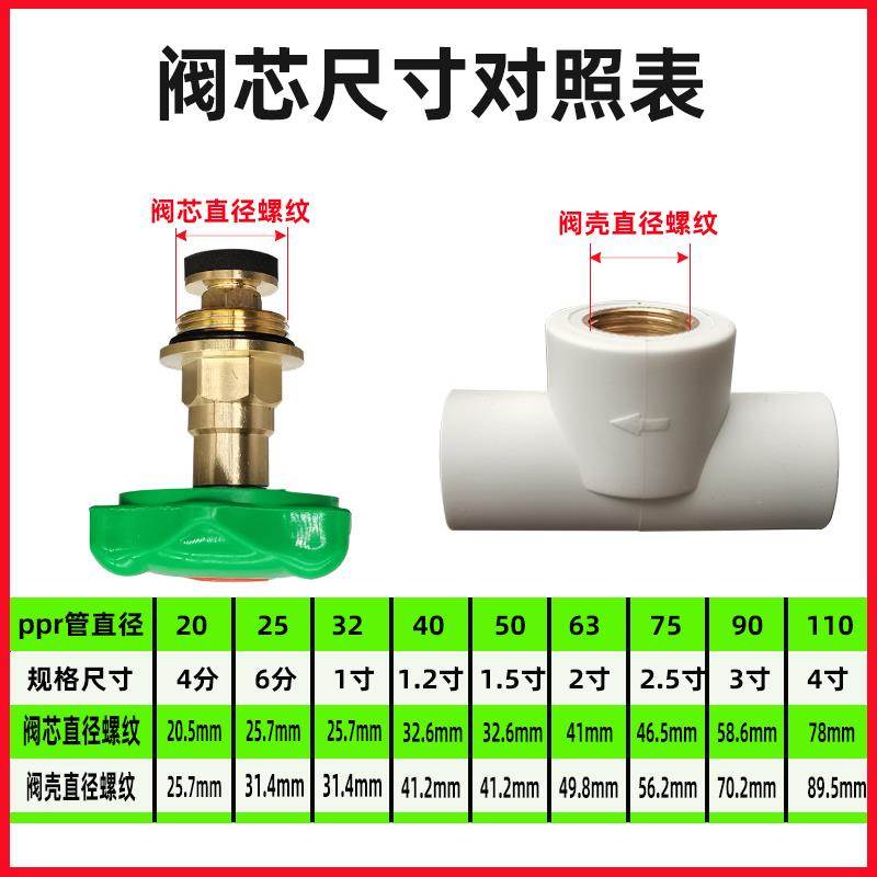 ppr截止阀阀芯全铜加厚pe升降式4分20水阀6分25开关闸阀40 63 75