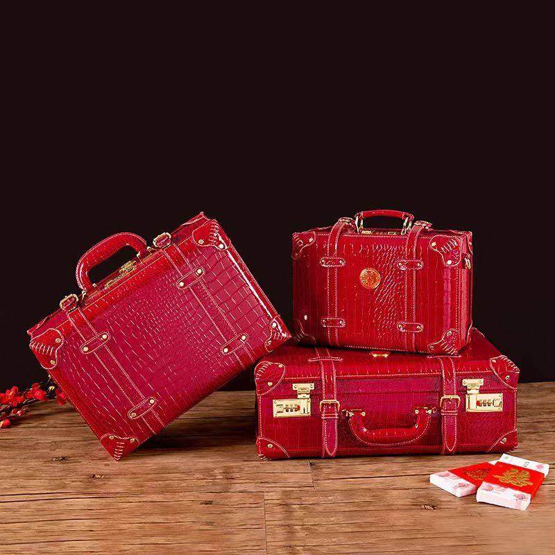 彩礼箱礼金箱新娘嫁妆结婚陪嫁箱子红色皮箱密码锁秀禾手提行李箱