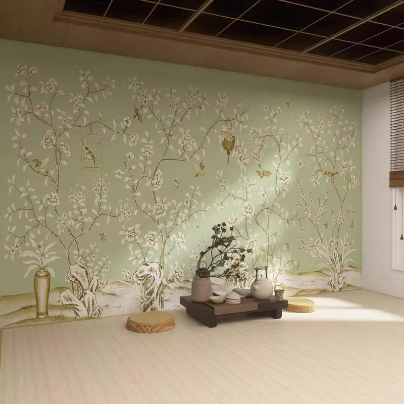 3d立体中式花鸟电视背景墙壁纸墙纸定制客厅壁布卧室床头墙布壁画