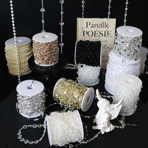 定制浅金色SwanLace圣诞树花束花艺DIY星星七彩珠片珠链串珠