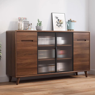 实木餐边柜北欧简约客厅储物柜家用收纳柜中古风茶水柜餐厅玄关柜