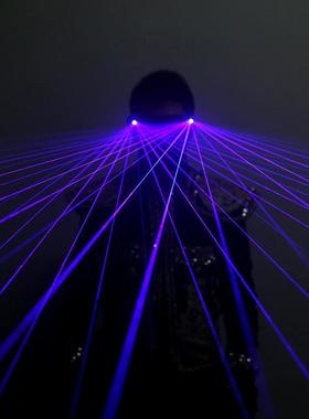 蓝色激光眼镜舞镭射DJ舞台道具夜场LED酒吧发光炫光