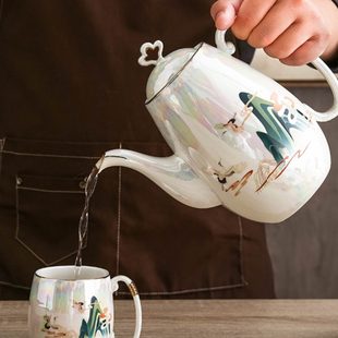 家用客厅陶瓷水杯子中式 轻奢国潮水具套装 结婚茶具茶杯托盘乔迁送