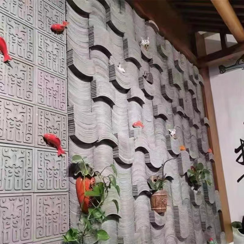 青瓦仿古装饰立瓦铺地立r瓦半圆筒瓦中式庭院小青瓦拼花装饰瓦片