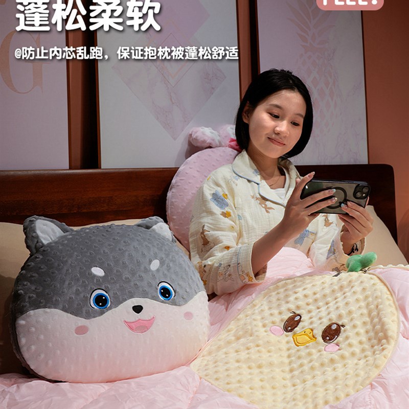 抱枕被子两用办公室午睡枕头毯子二合一车载用靠枕加厚空调被沙发