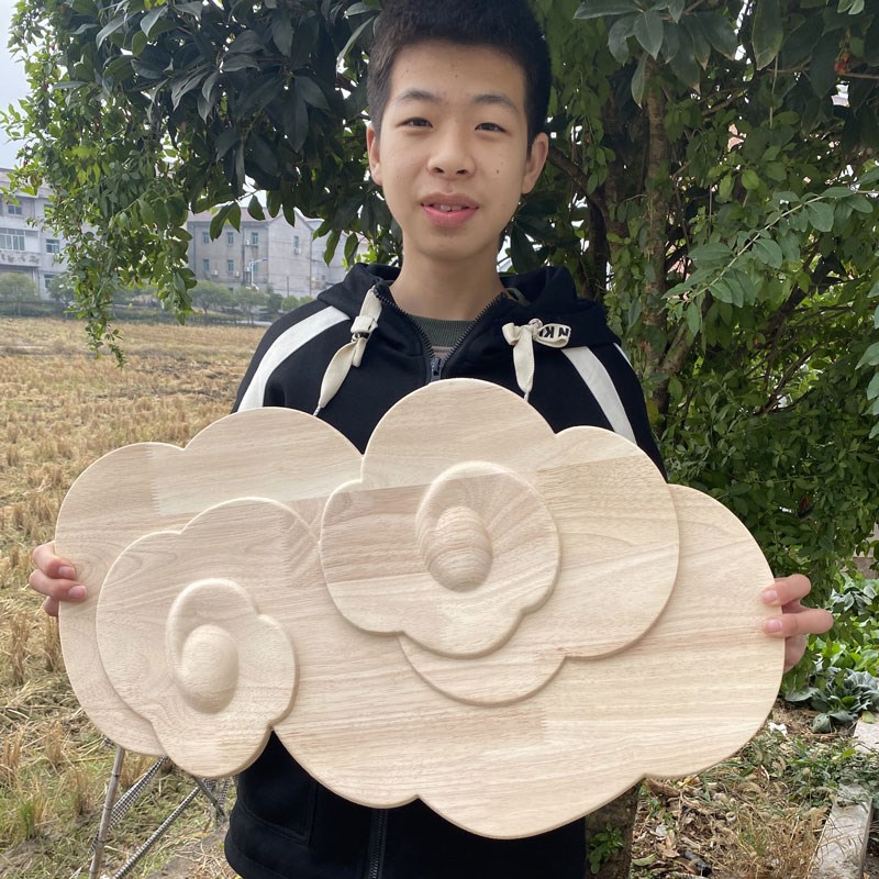 祥云木雕刻花纹板浮雕顶棚装饰品中式家居墙壁挂件镂空工艺品花片
