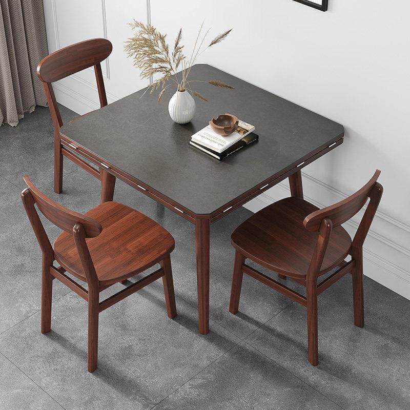 北欧胡桃色岩板折叠餐桌椅组合多功能电磁炉小户型家用方变圆饭桌,住宅家具,岩板餐桌,淘宝优惠券,粉丝福利购,淘宝优惠卷