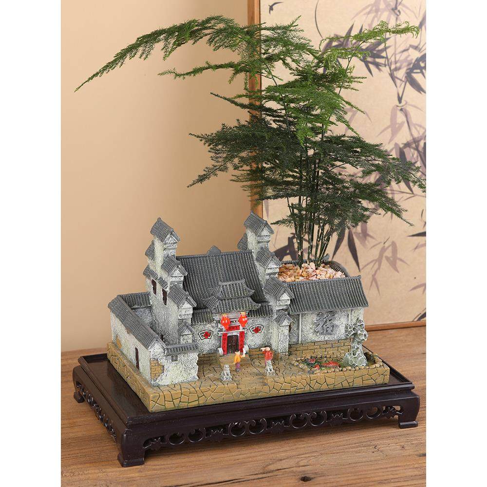 苔藓微景观造景老房子模型中式徽派建筑花盆客厅装饰禅意盆景摆件,家居饰品,桌面摆件,淘宝优惠券,粉丝福利购,淘宝优惠卷