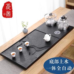 一体全自动家用烧水煮茶底部上水石头茶台茶具托盘 乌金石茶盘套装