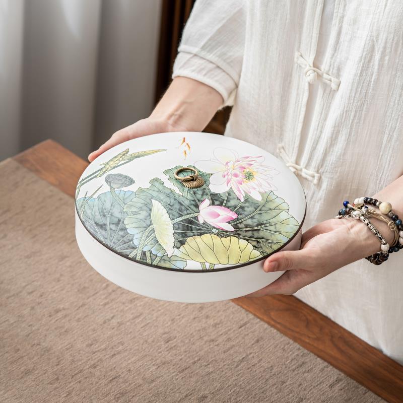 中式国风普洱茶饼储存罐收纳盒存茶罐福鼎白茶饼醒茶罐防潮家用