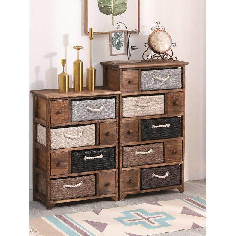 实木简易床头柜小型卧室抽屉式斗柜边角窄柜客厅藤编储物收纳柜子,住宅家具,床头柜,淘宝优惠券,粉丝福利购,淘宝优惠卷