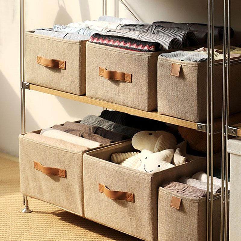 家用棉麻布艺衣柜抽屉式收纳盒带盖折叠衣物收纳箱衣服储物整理箱