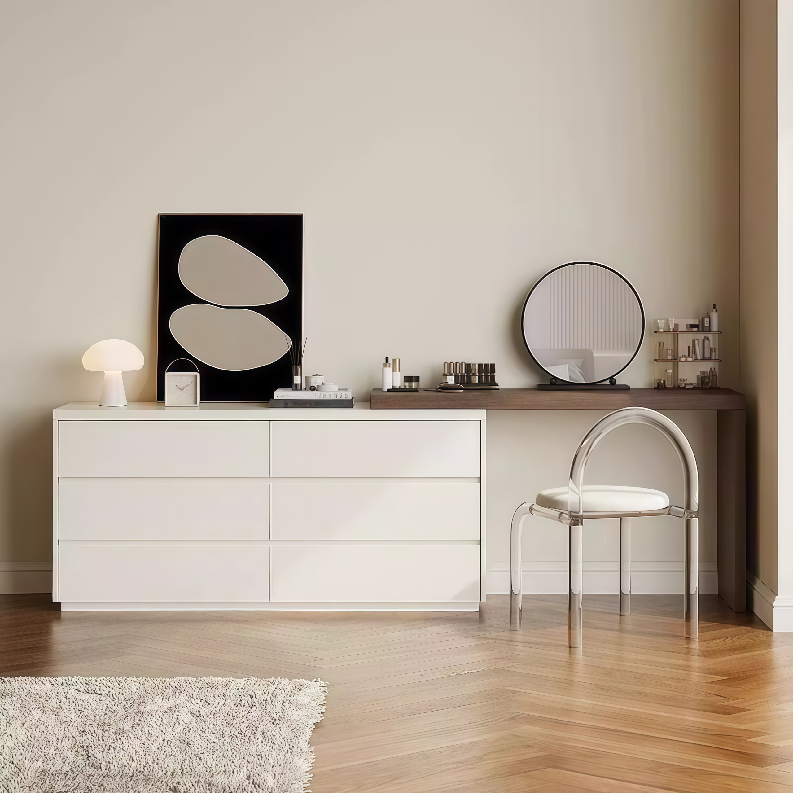 实木梳妆台斗柜一体收纳柜