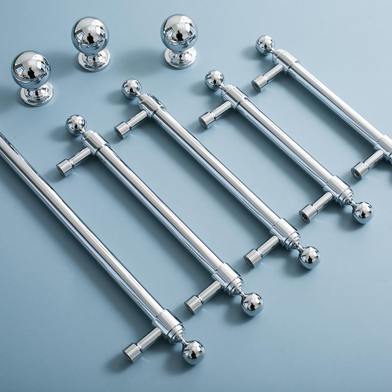 不止黄铜出口欧洲高端实心纯黄铜银色电镀意式家俱抽屉球形小拉手