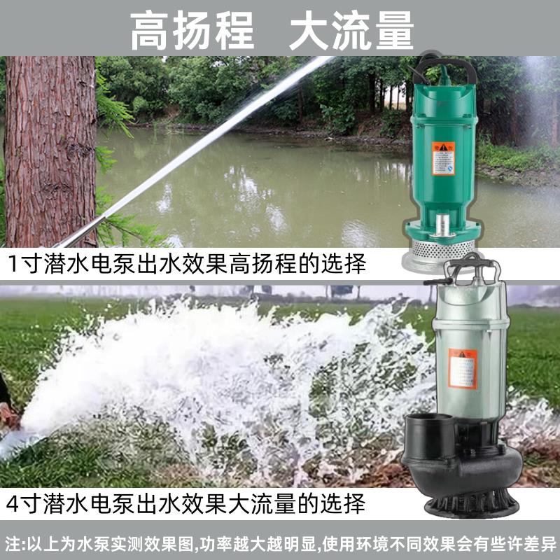 水泵家用小型220v高扬程大流量潜水泵4寸大功率抽水浇菜农用灌溉