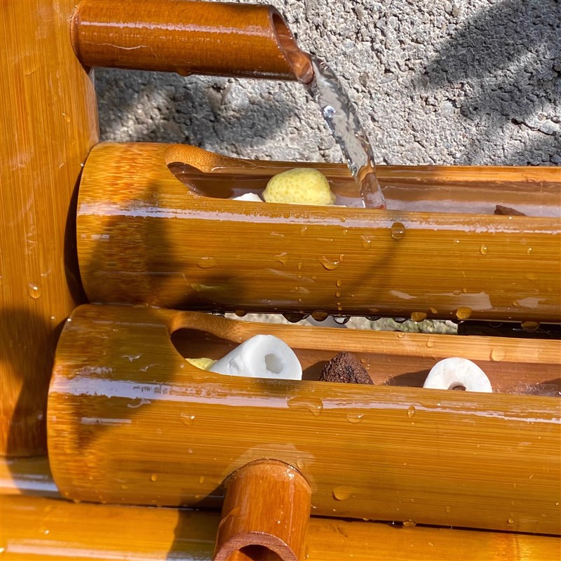 陶瓷鱼缸竹子过滤器圆缸瓷缸增氧上置过滤盒鱼缸过滤循环系统