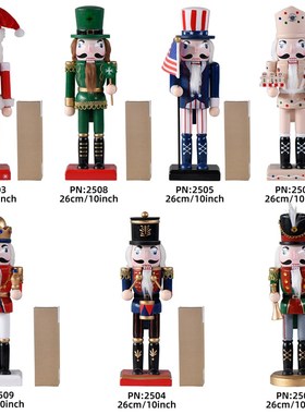 新品上架25CM欧式胡桃夹子红色圣诞老人旗手姜饼人家具桌面摆放送