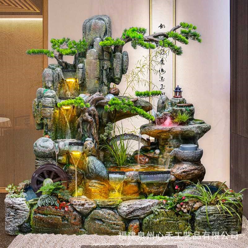 假山喷泉流水鱼池玄关别墅庭院阳台酒店客厅中式景观造景装饰摆件