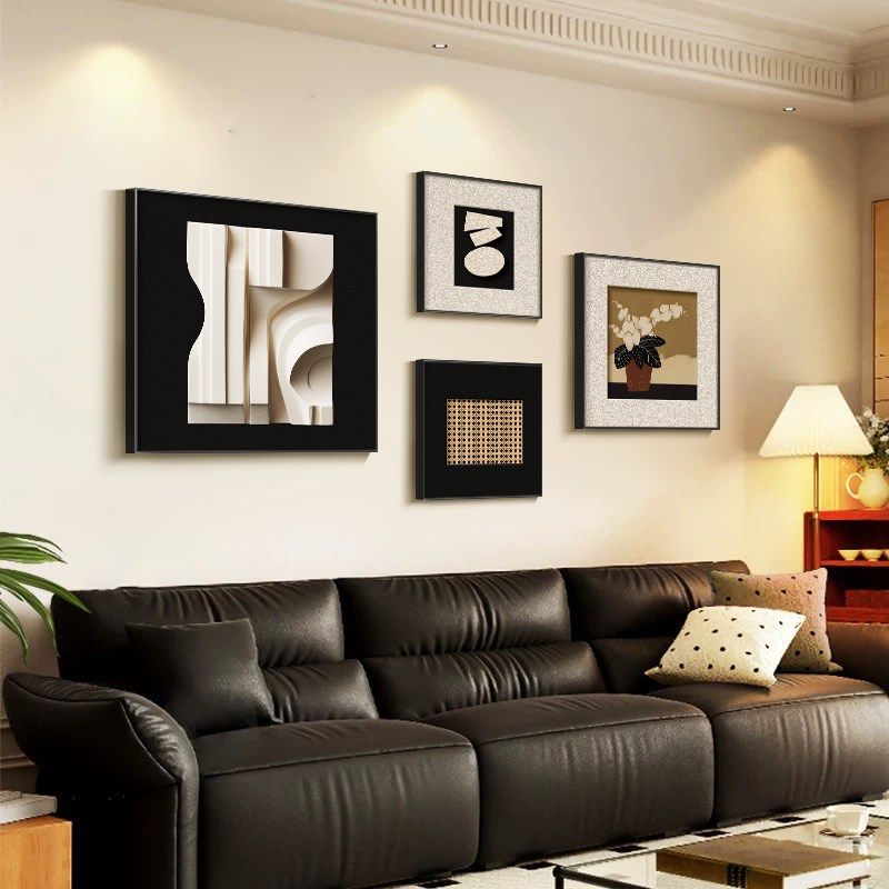 抽象高级感客厅装饰画现代极简四联电视机沙发背景墙挂画小众艺术
