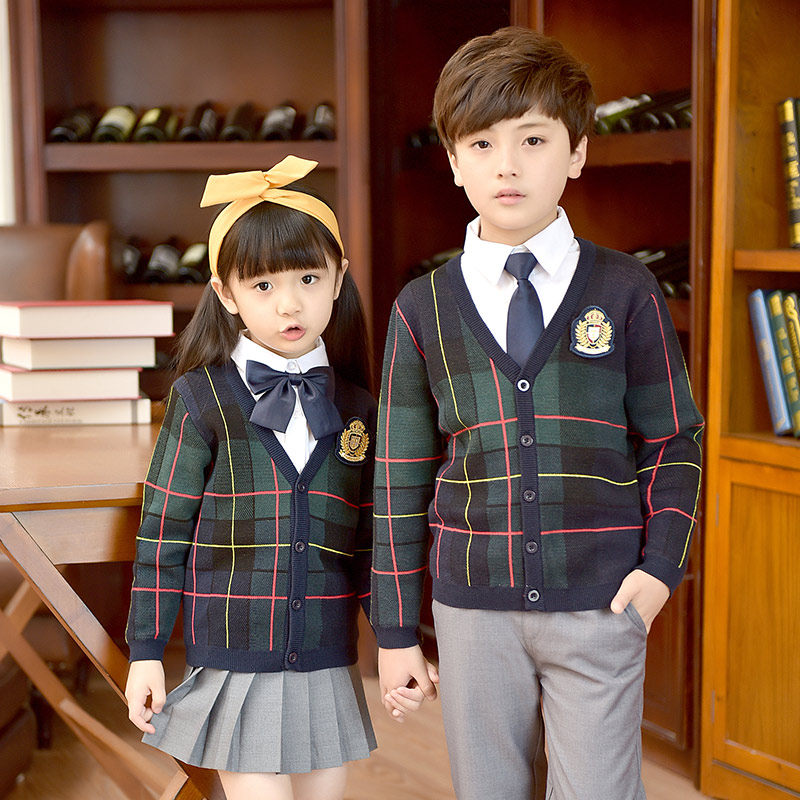 贵族幼儿园园服套装英伦学院风儿童开衫春秋季毛衣班X服小学生校